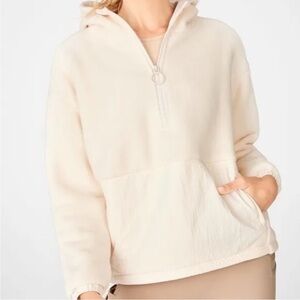 Fabletics Women’s Lotta Sherpa Jacket Half-Zip Cream Ivory Hooded XS